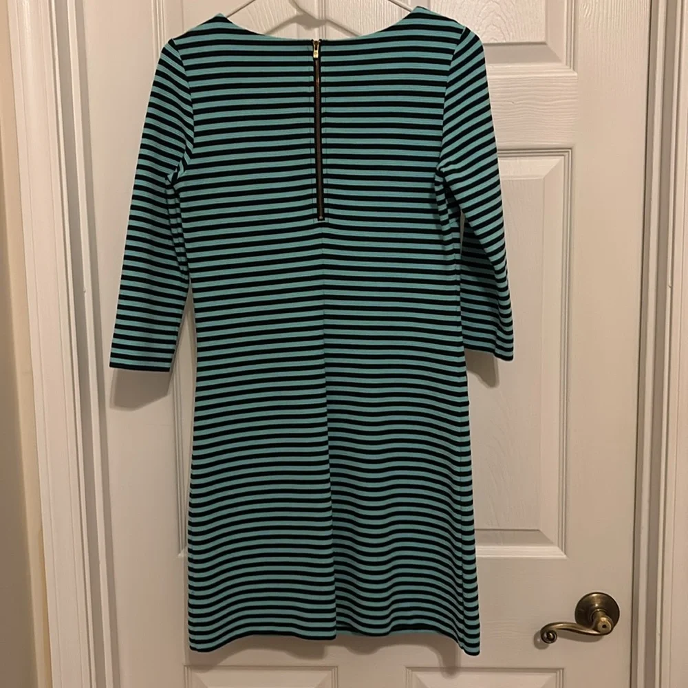 Lilly Pulitzer Charlene Dress Tropez Blue Ottoman Stripe 3/4 Sleeves Size S - Picture 4 of 5